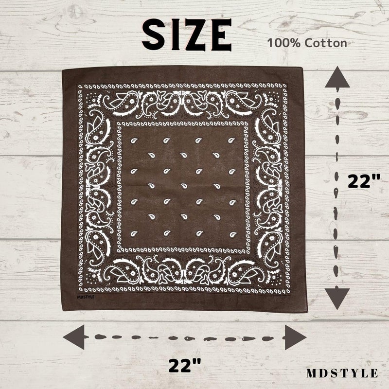 MD Style 100% Cotton Bandana for Men & Women 22" x 22" Paisley Pattern Handkerchief Headband Scarf - Image 4